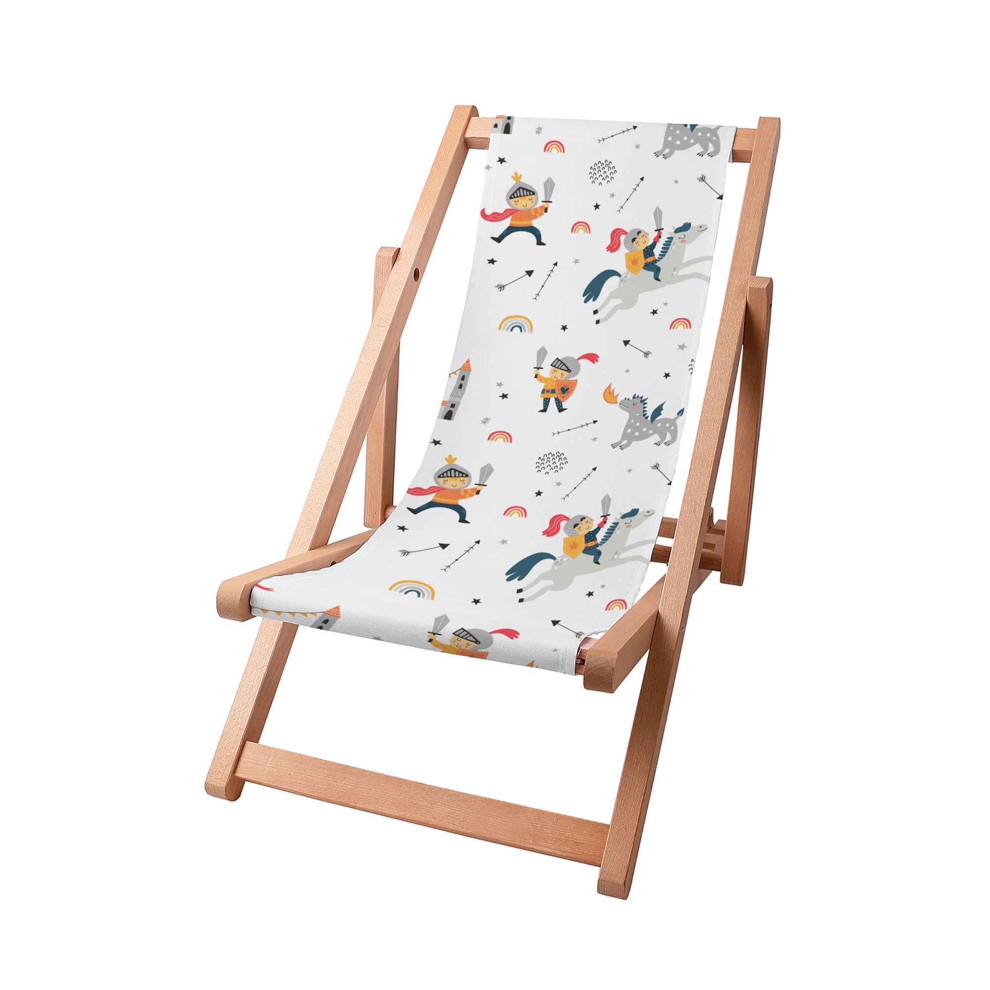 Wooden Deck Chair Knight and Dragon-S