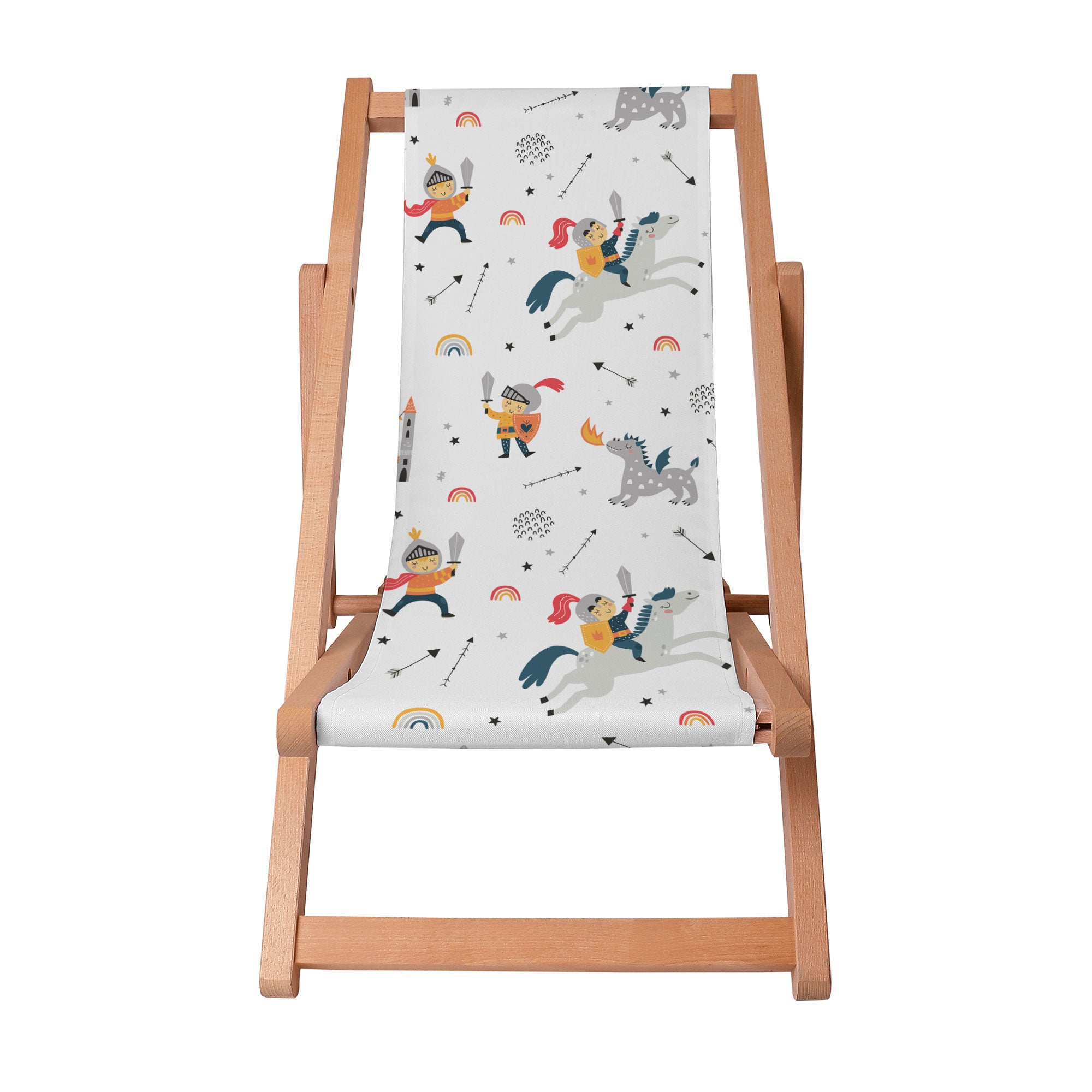 Wooden Deck Chair Knight and Dragon