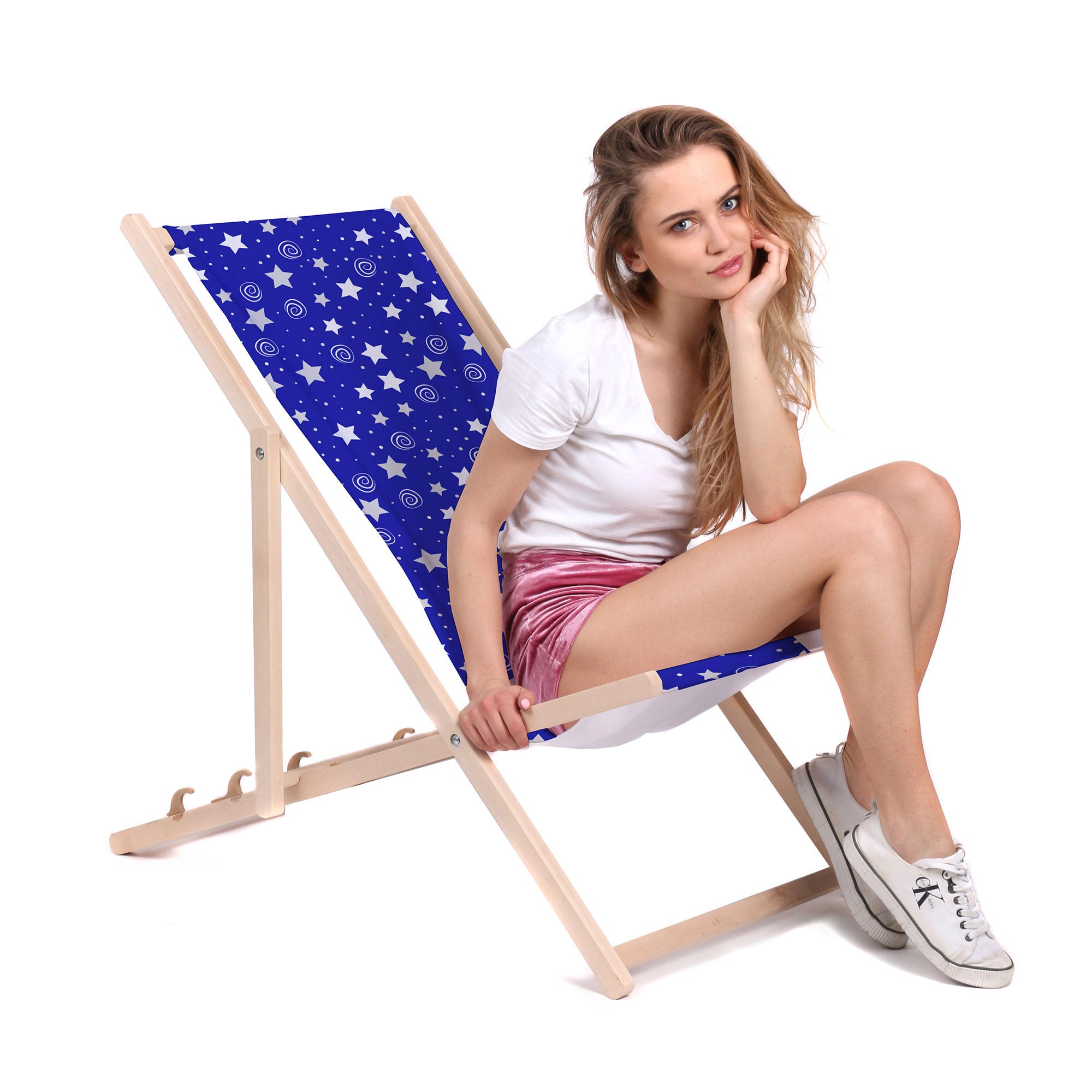 Wooden Deck Chair Night Sky Pattern-M