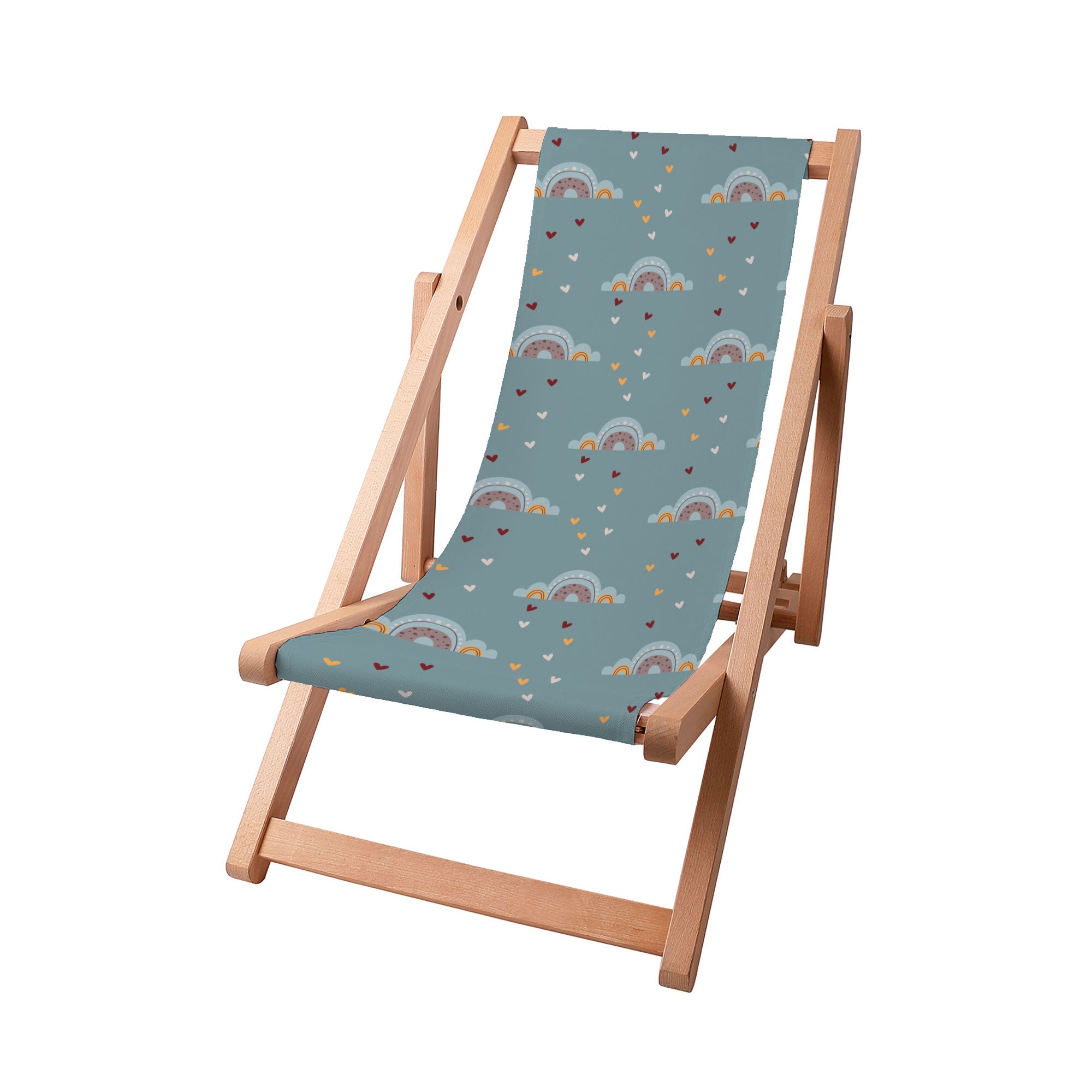 Wooden Deck Chair Rainbow and Hearts-S