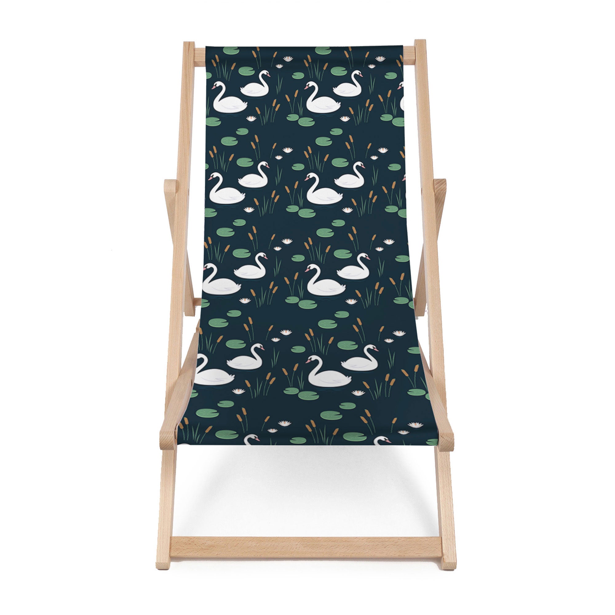Wooden Deck Chair River Birds-M