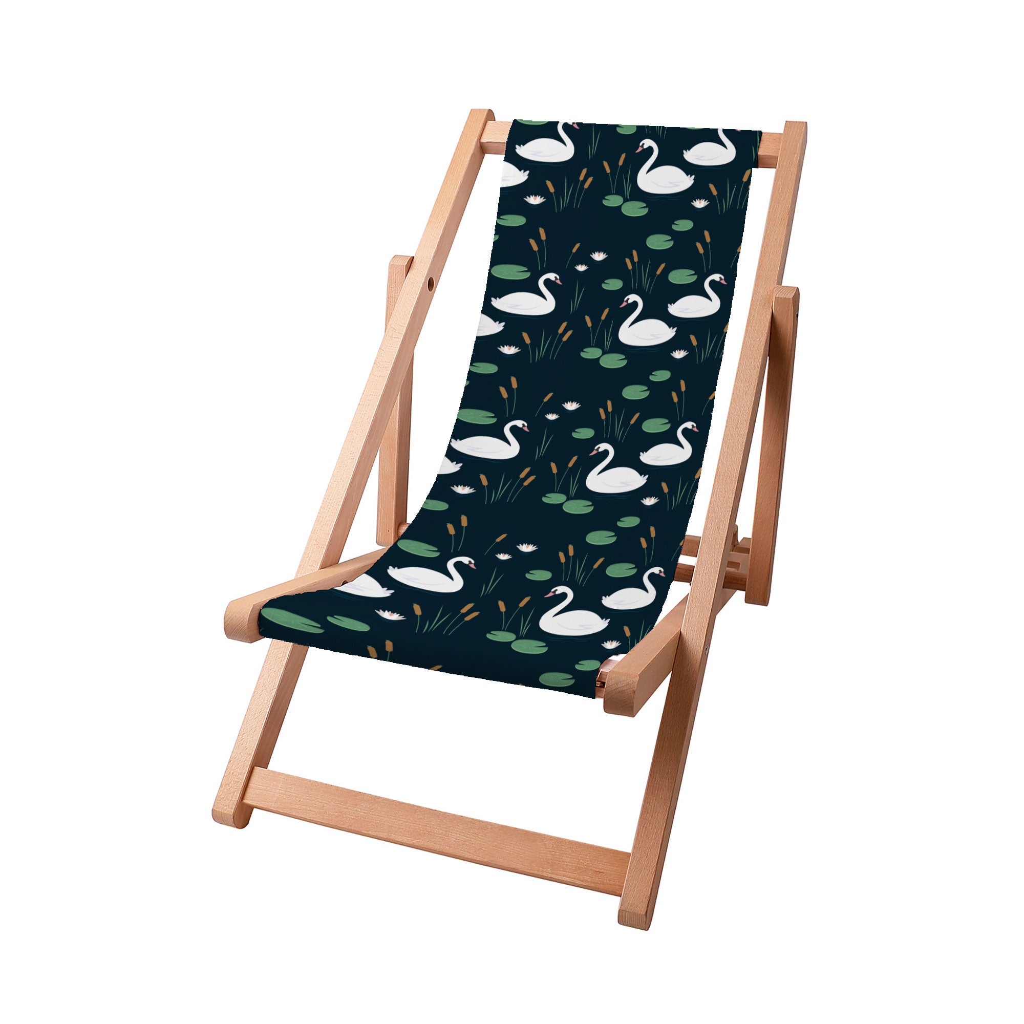 Wooden Deck Chair River Birds-S