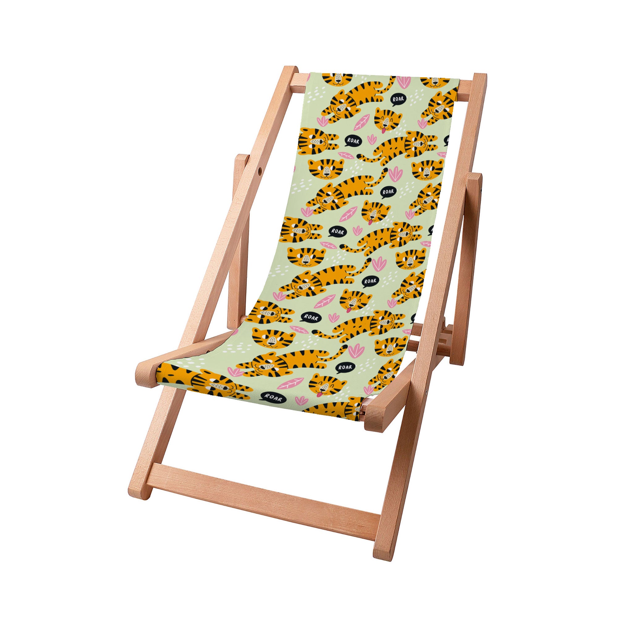 Wooden deck chair Orange Tiger Roar