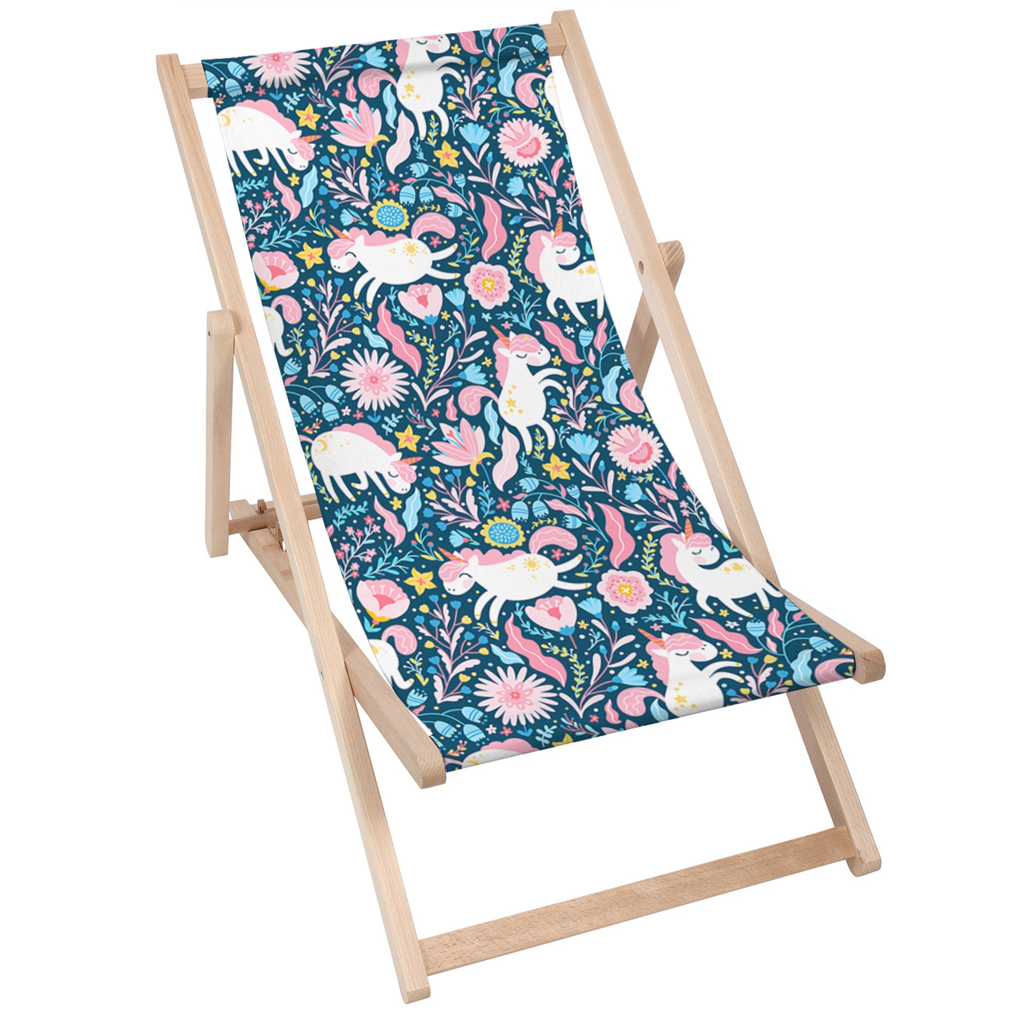 Wooden deck chair Unicorn in the Flowers-M