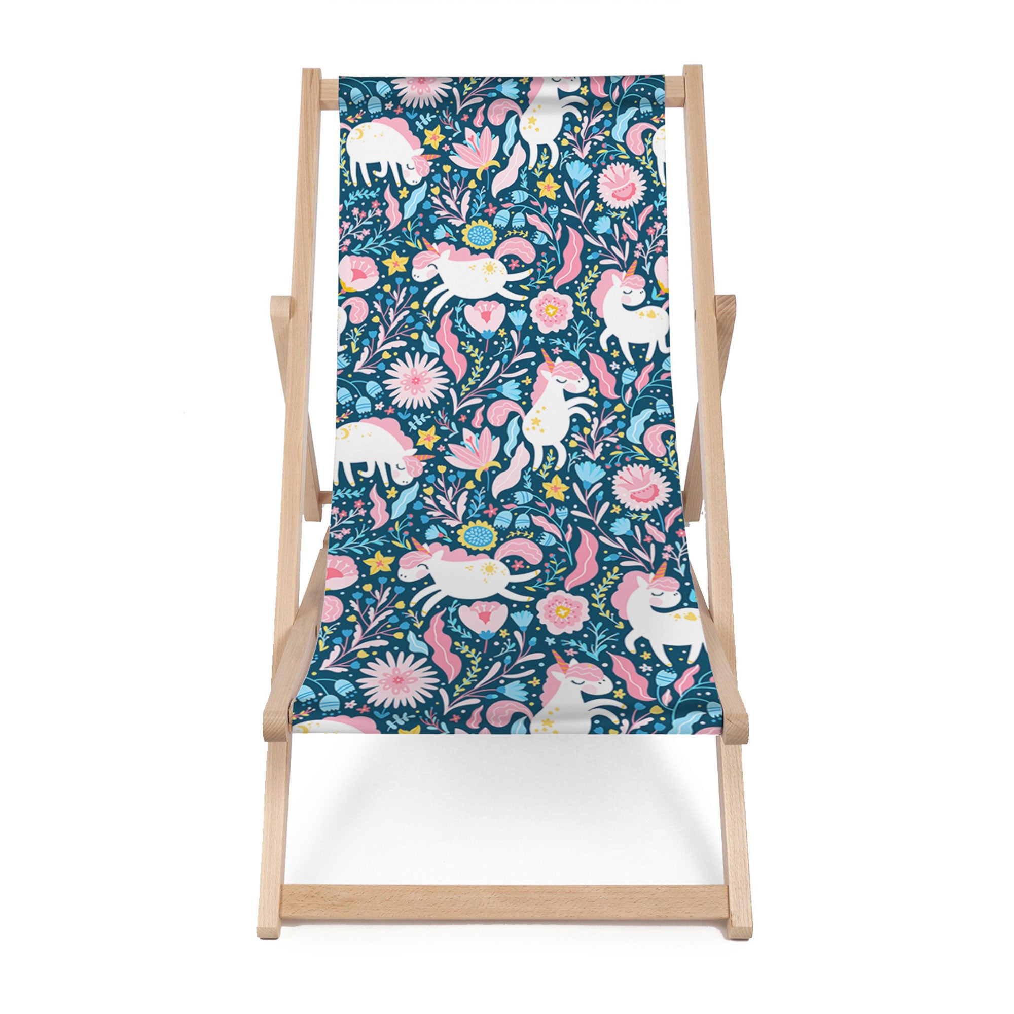 Wooden deck chair Unicorn in the Flowers-M