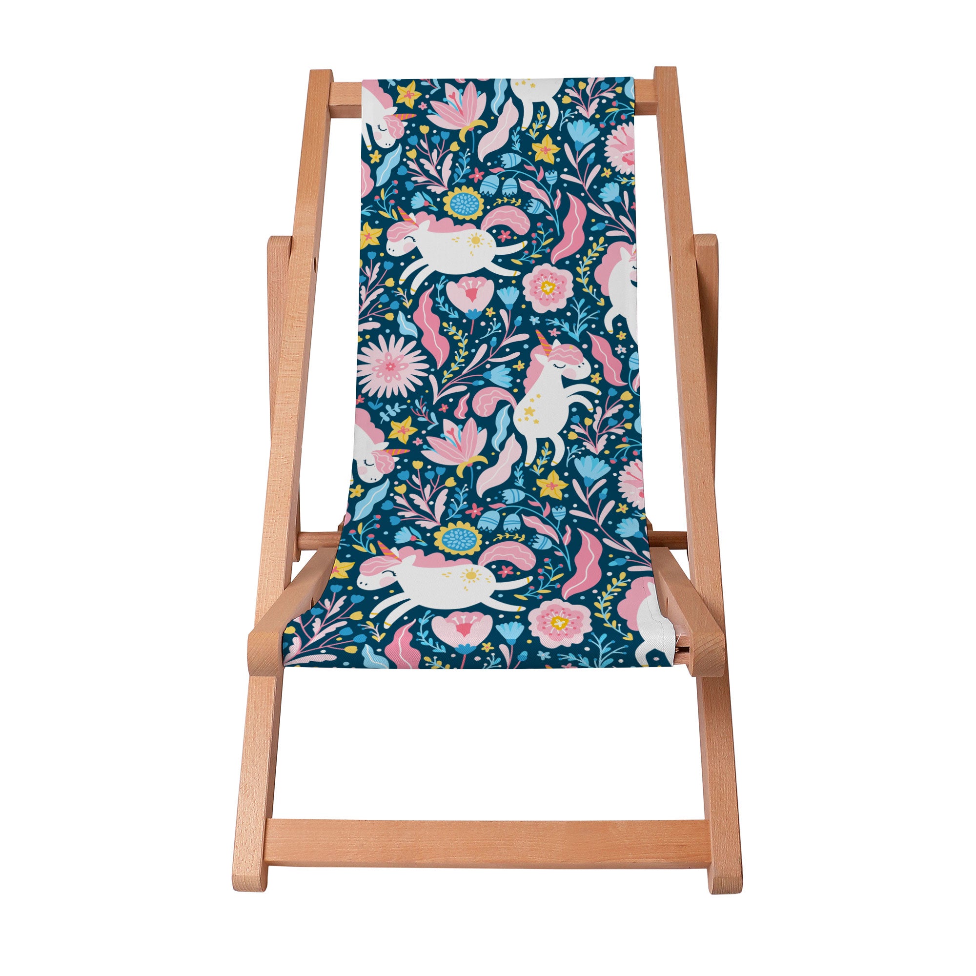 Wooden deck chair Unicorn in the Flowers