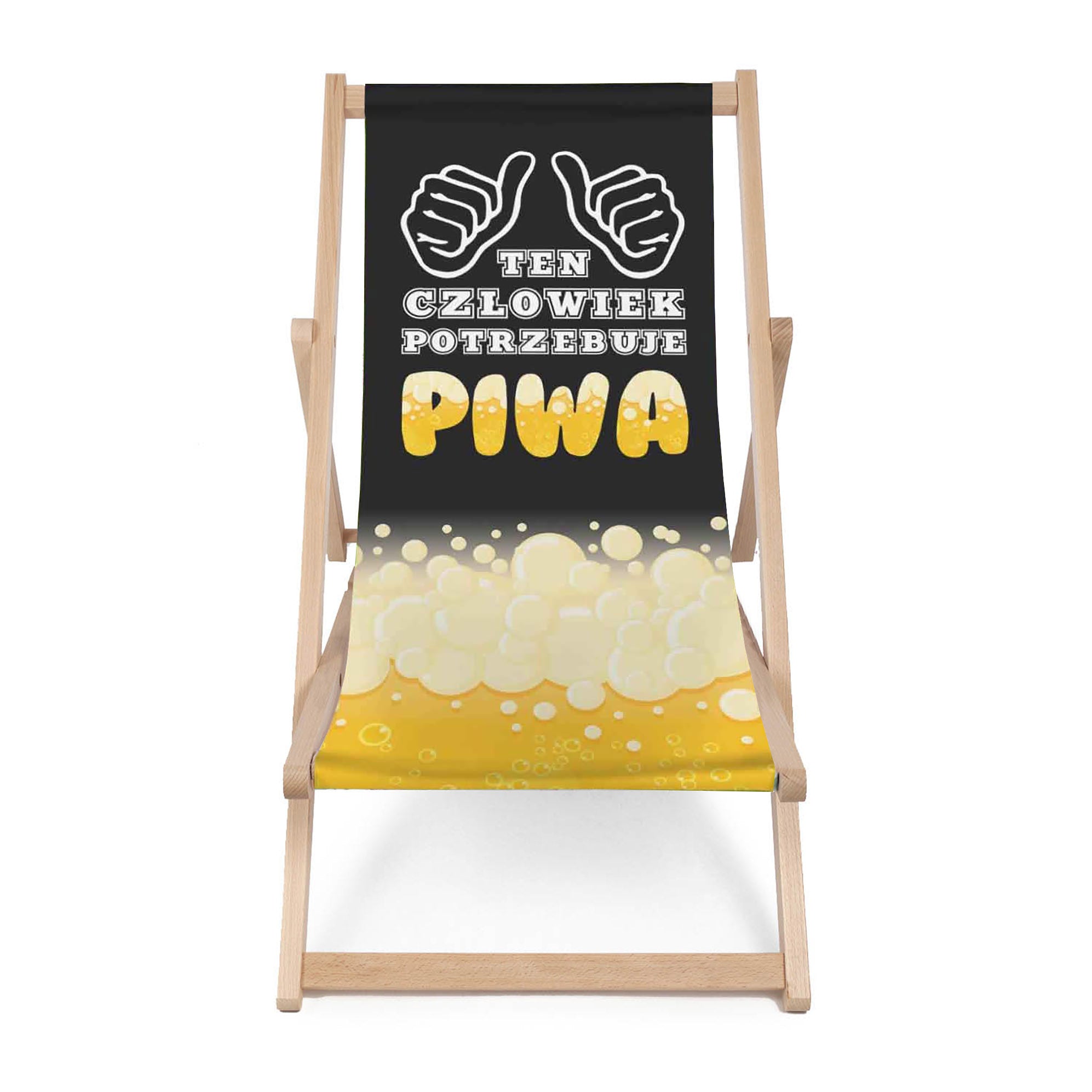 Dřevěné lehátko Ten člověk potřebuje pivo