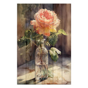 Obraz Wood Watercolor vintage rose-30x40 cm