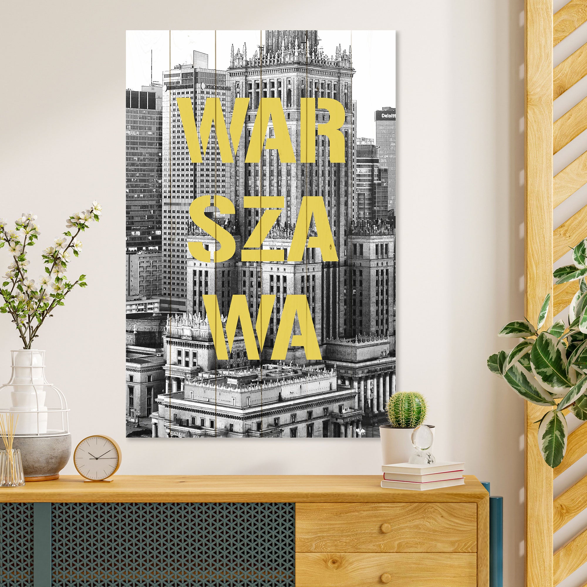 Wood Picture Warsaw B&W-70x90 cm
