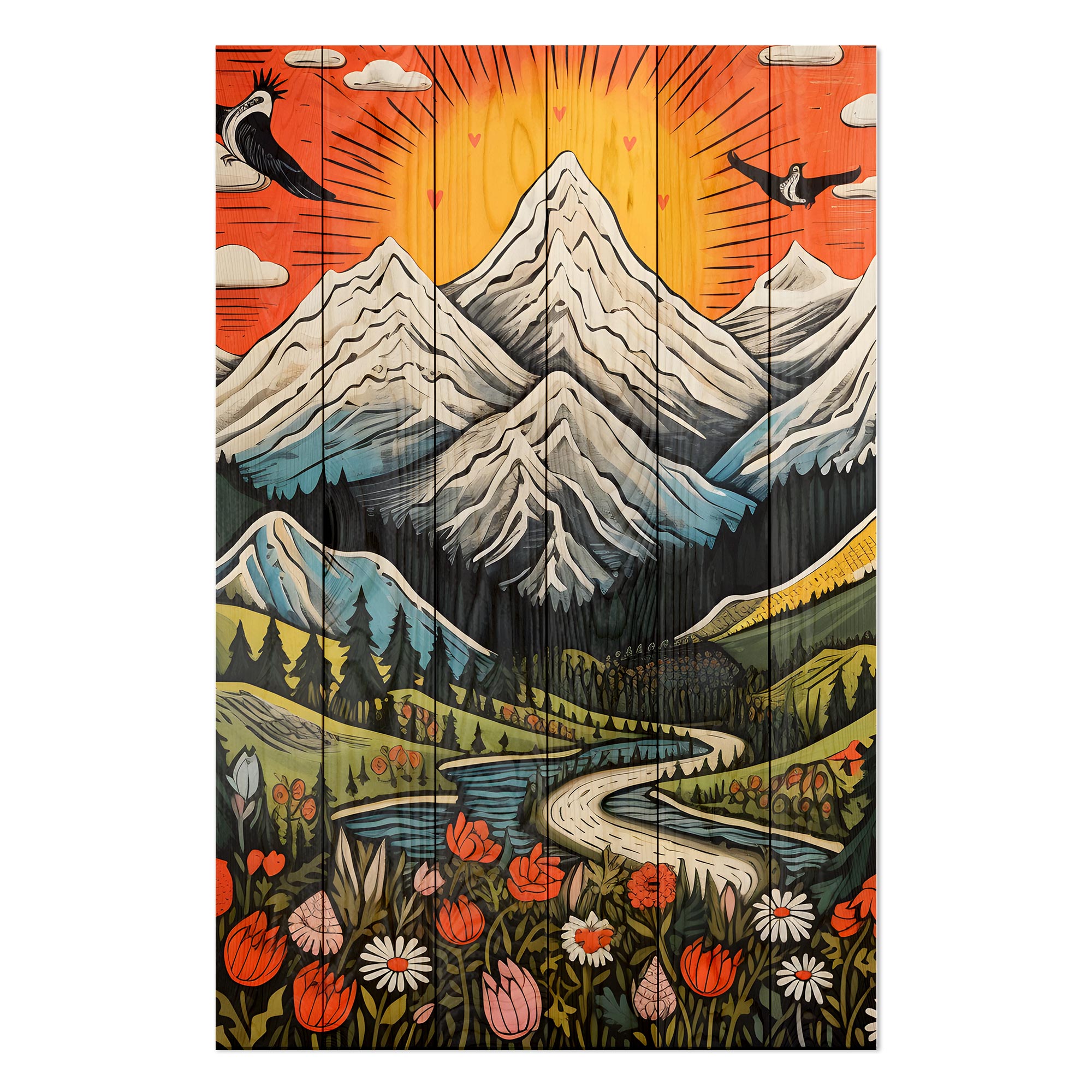 Wood Picture Vintage Mountain