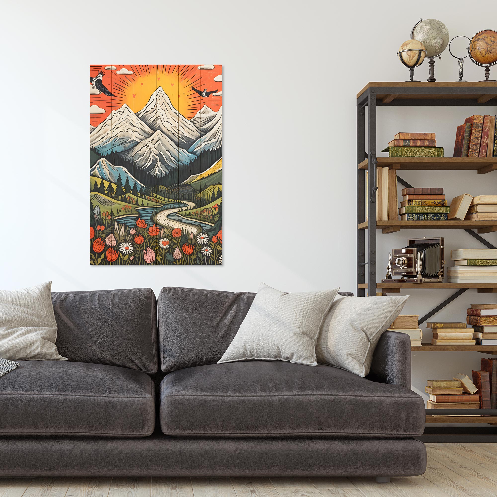 Bild Holz Vintage Berg-40x60 cm