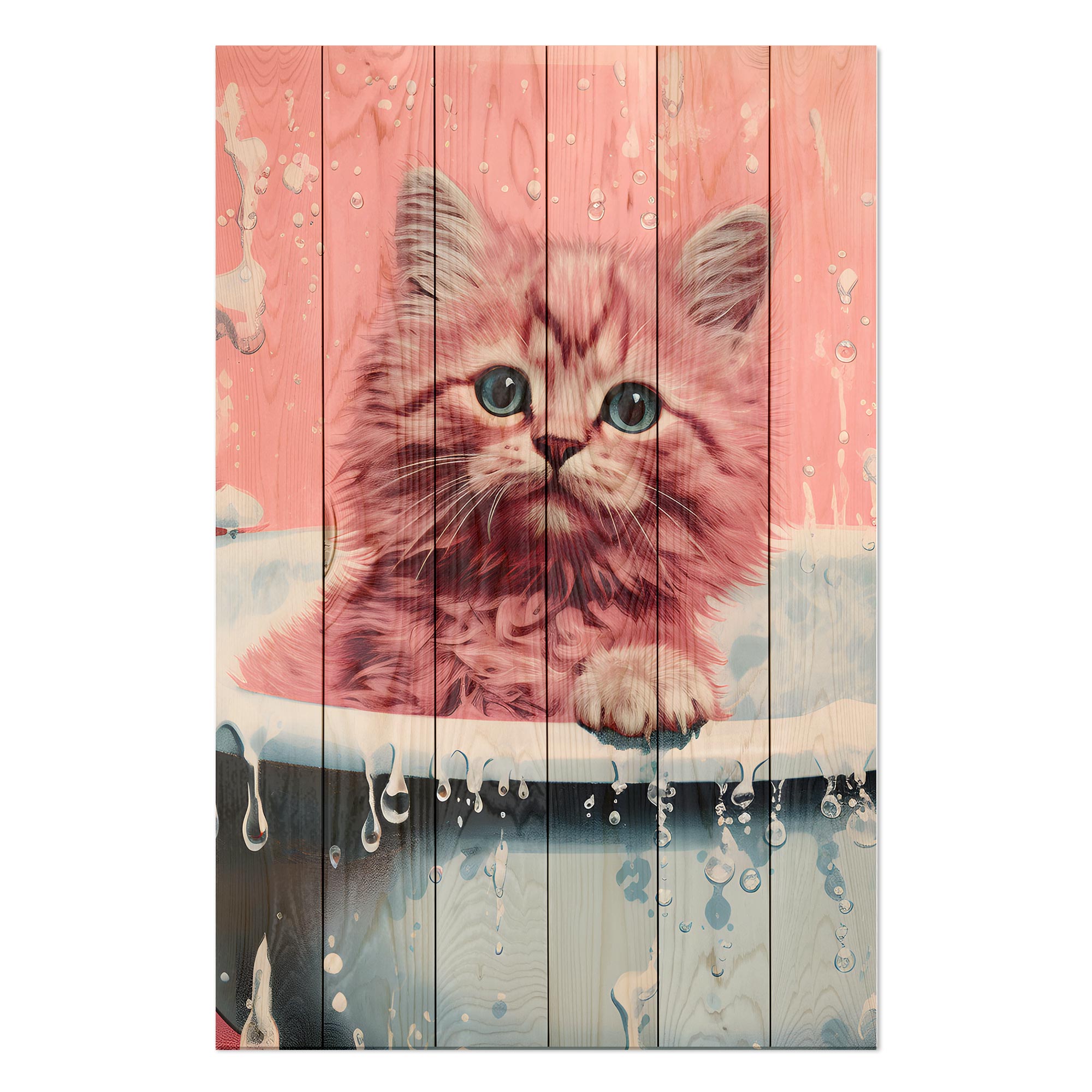 Bild Holz Süßes Kätzchen Bad-30x40 cm