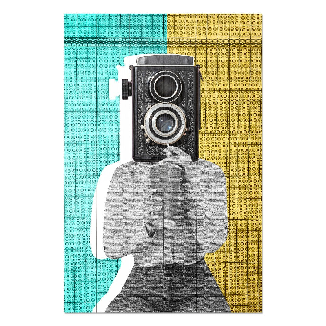 Wood Picture Woman with a Vintage Camera-30x40 cm