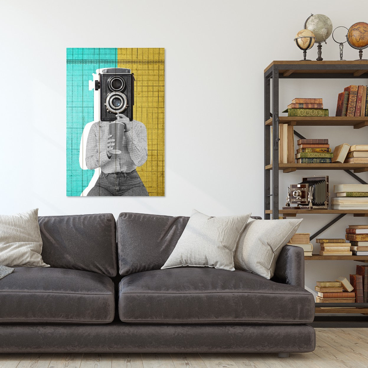 Wood Picture Woman with a Vintage Camera-30x40 cm