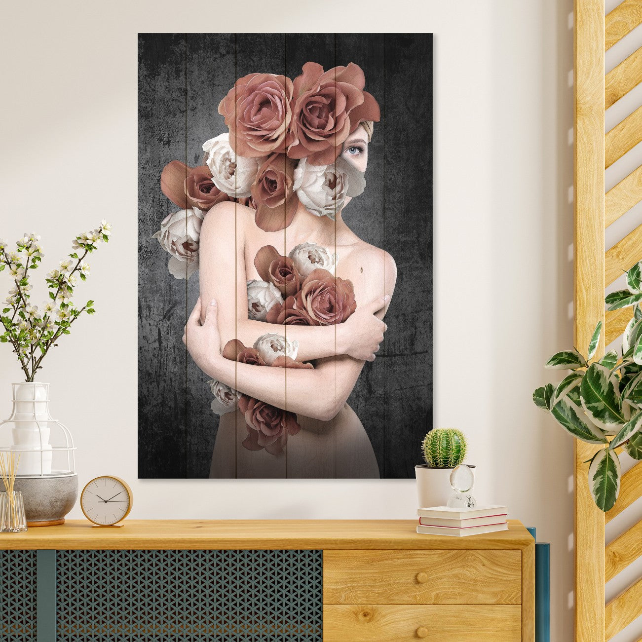 Wood Picture Woman in Flowers-40x60 cm