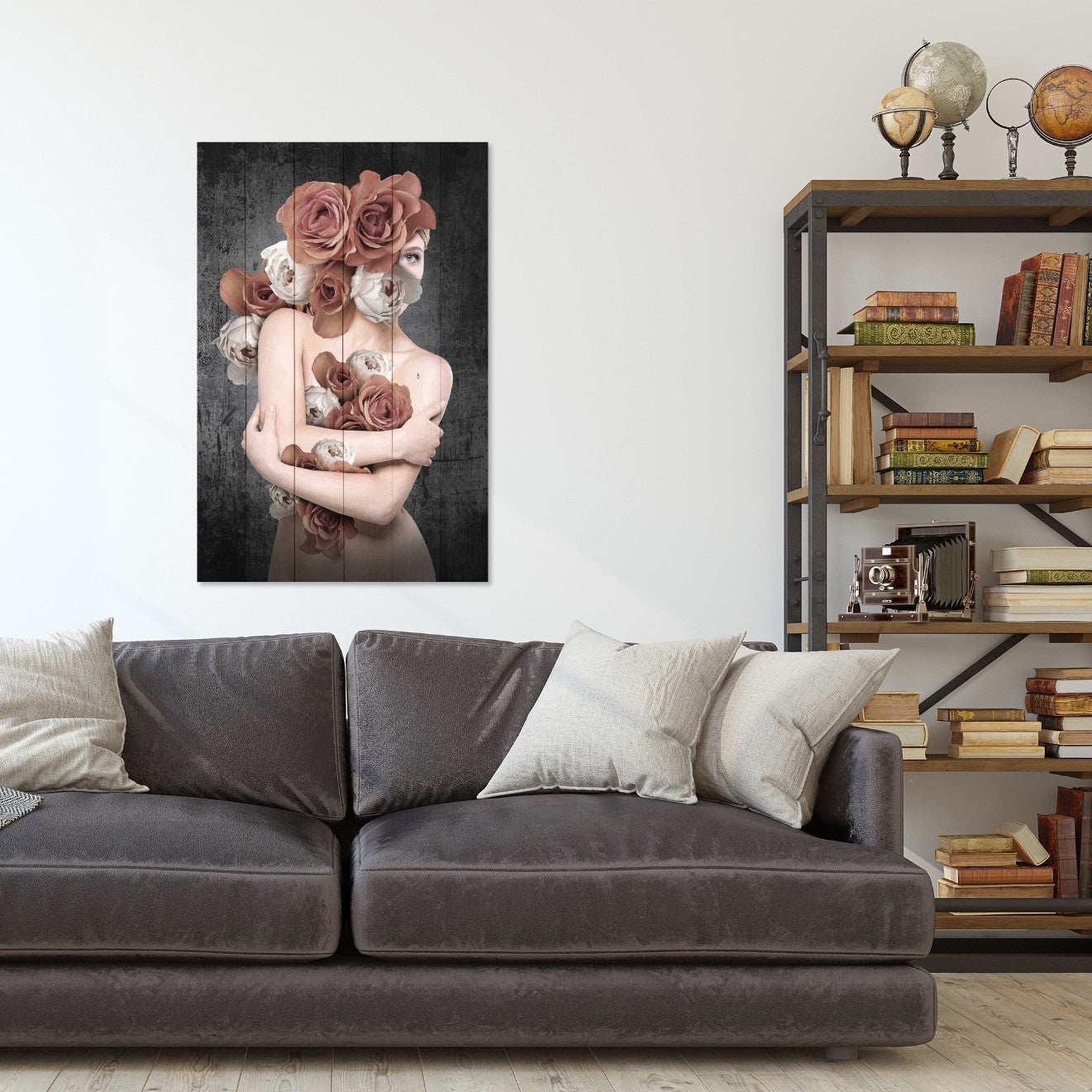 Wood Picture Woman in Flowers-20x30 cm