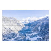 Painting Wood Winter Mountain Landscape