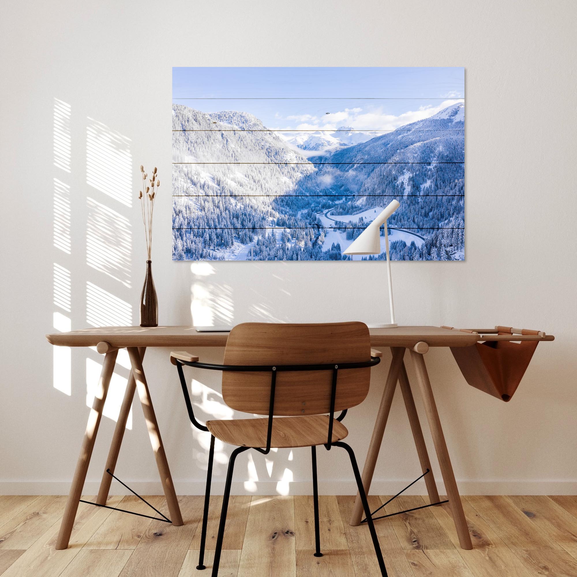 Wood Picture Winter Mountain Landscape-20x30 cm