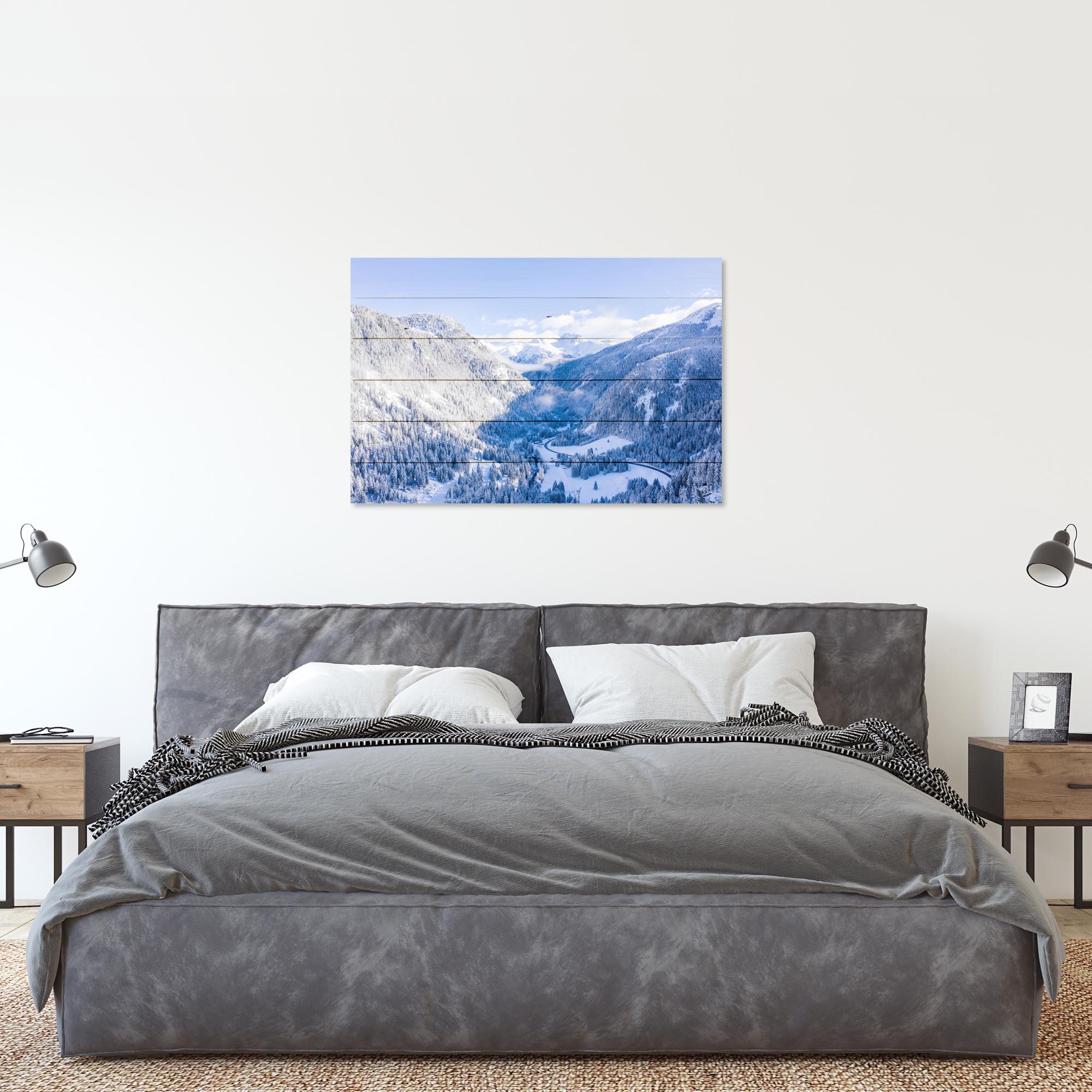 Wood Picture Winter Mountain Landscape-30x40 cm