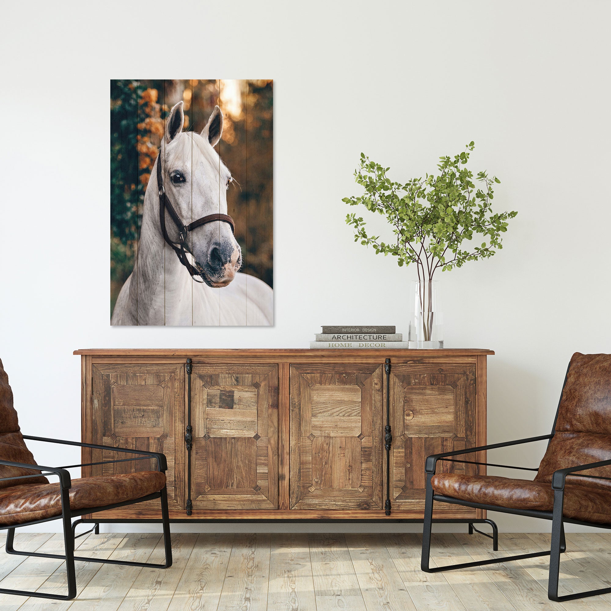 Bild Wood White Horse-50x70 cm