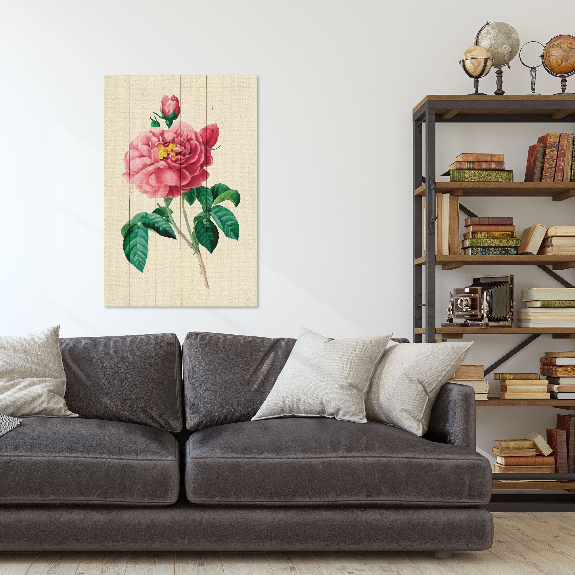 Bild Wood Vintage Pink Flowers-40x60 cm