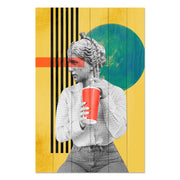 Obraz Wood Vintage Woman with Drink-50x70 cm