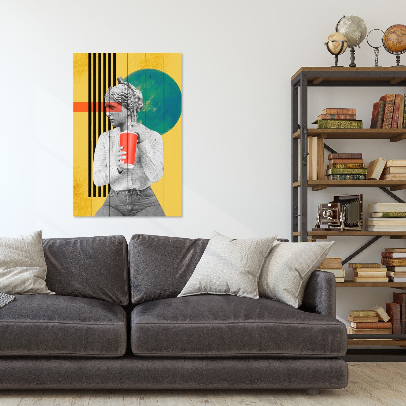 Obraz Wood Vintage Woman with Drink-30x40 cm