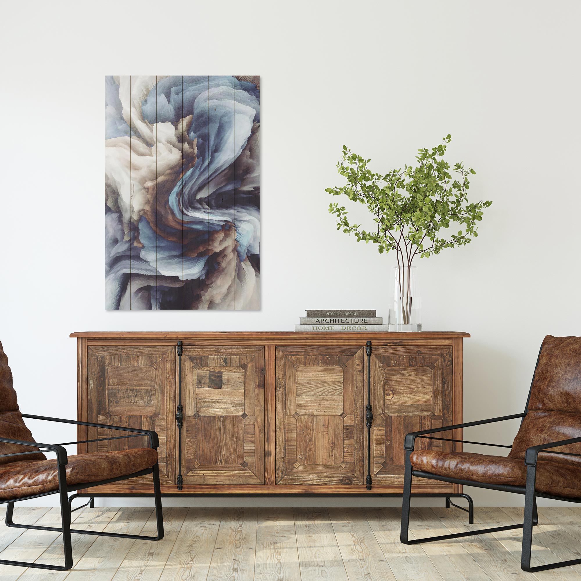Obraz Wood Swirling Shapes-30x30 cm