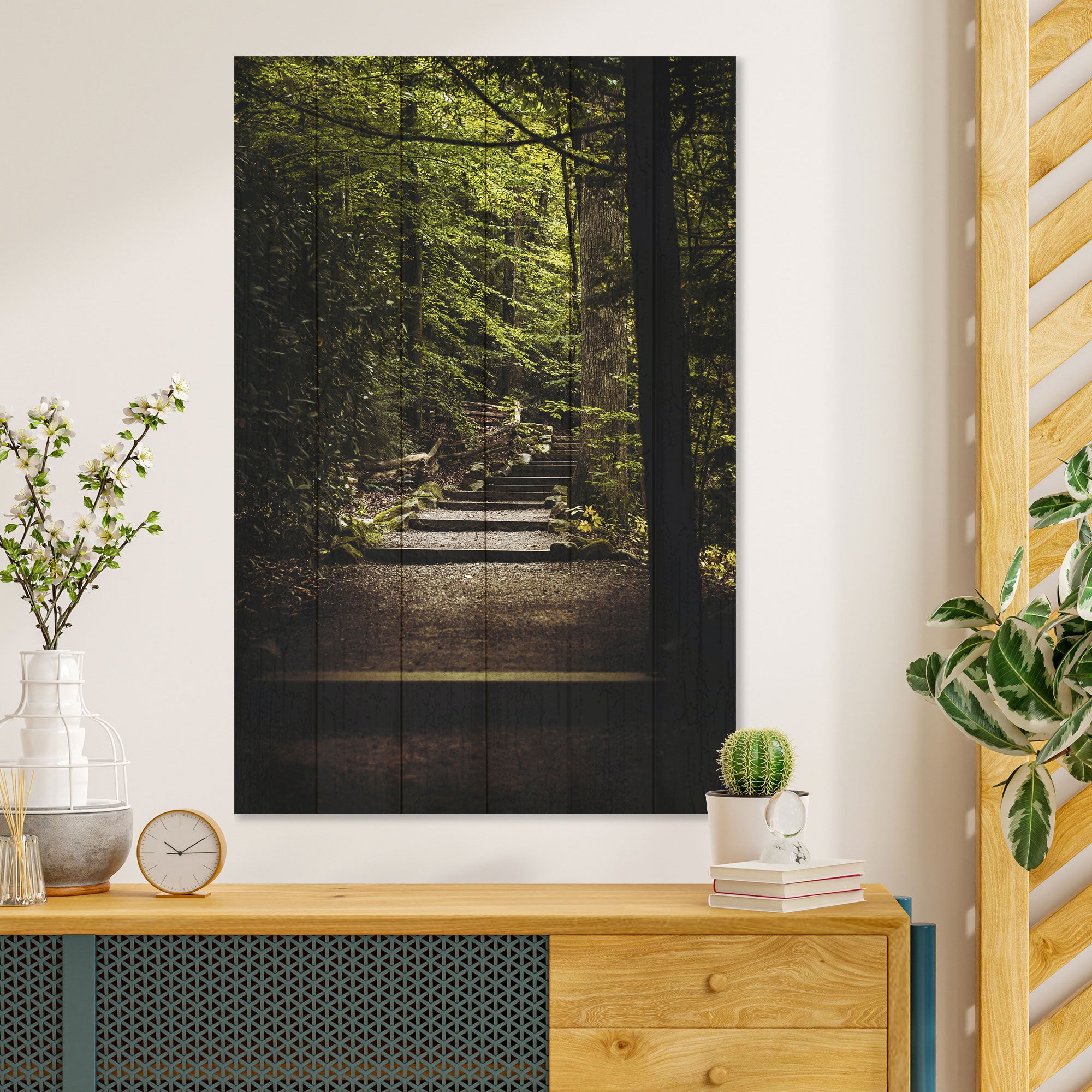 Obraz Wood Schody v lese-30x40 cm
