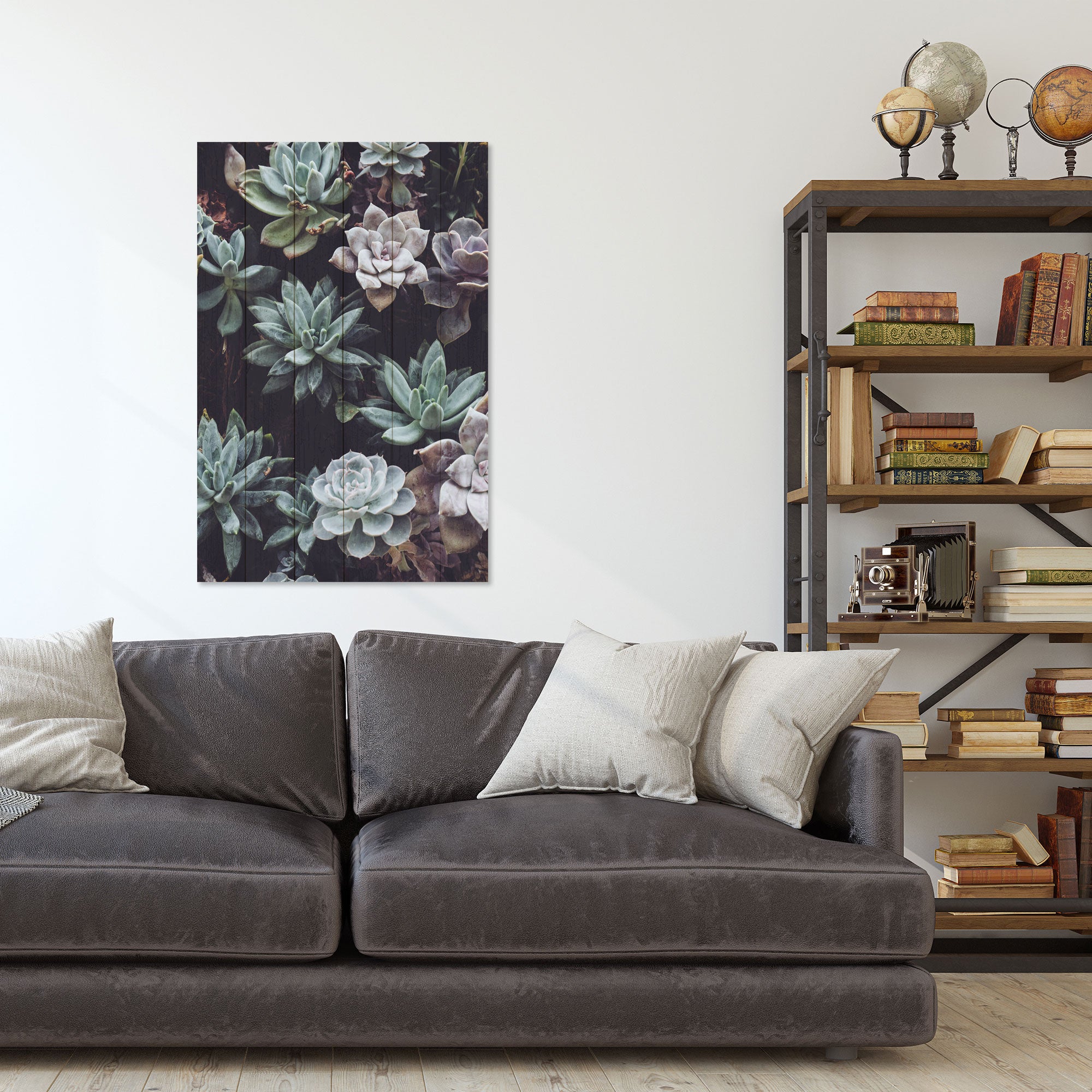 Obraz Wood Sukulenty-20x30 cm