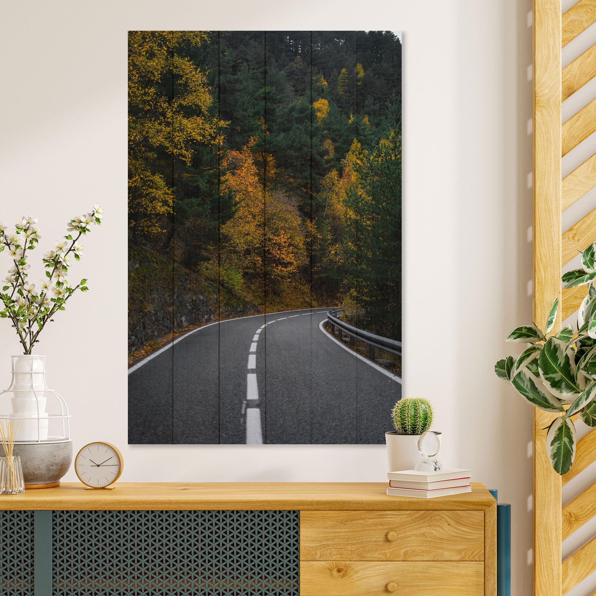 Bild Holz Straße durch den Wald-40x60 cm