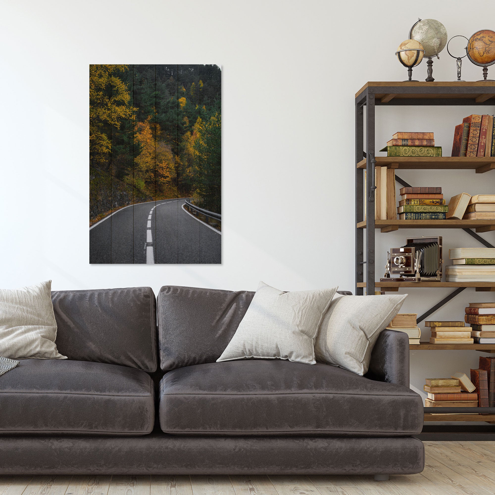 Bild Holz Straße durch den Wald-40x60 cm