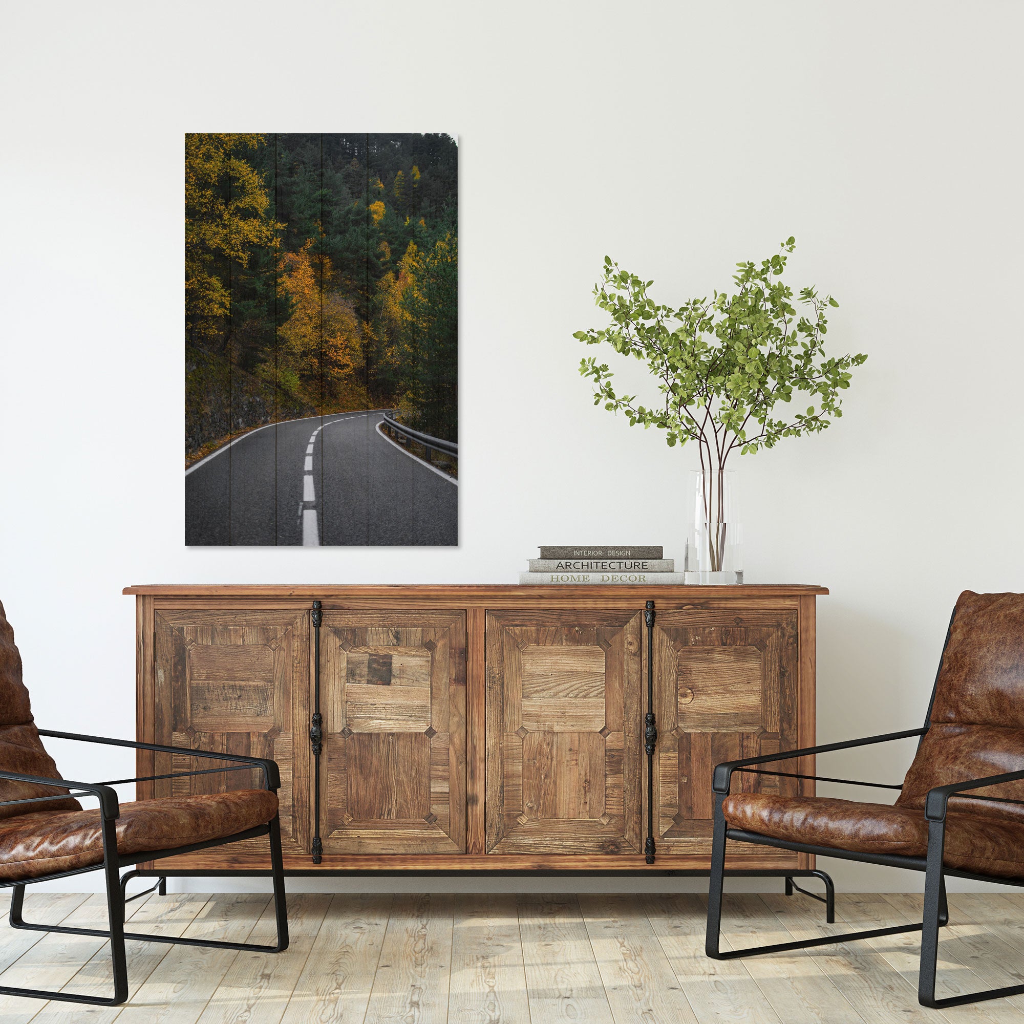 Bild Holz Straße durch den Wald-40x60 cm