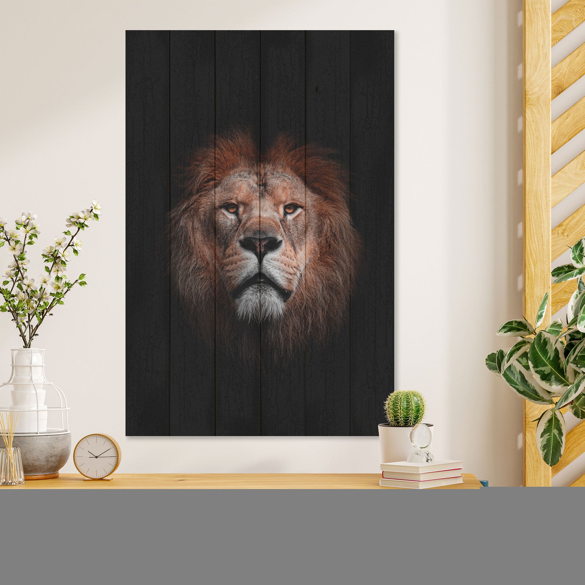 Obraz Wood Portrait of a Lion-40x60 cm