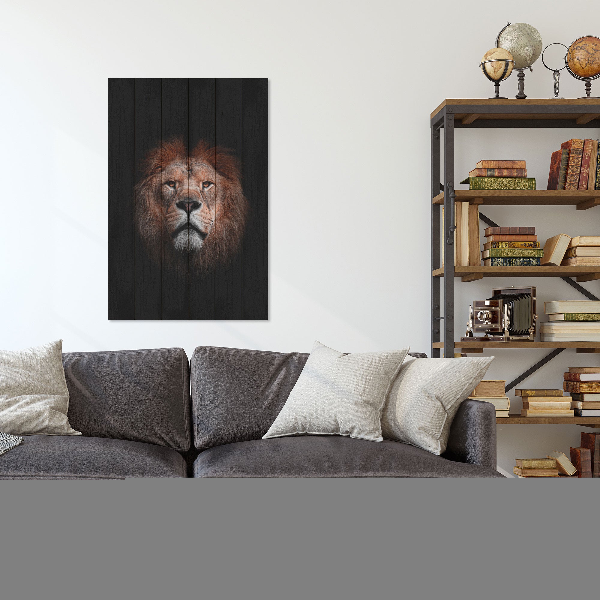 Obraz Wood Portrait of a Lion-30x30 cm