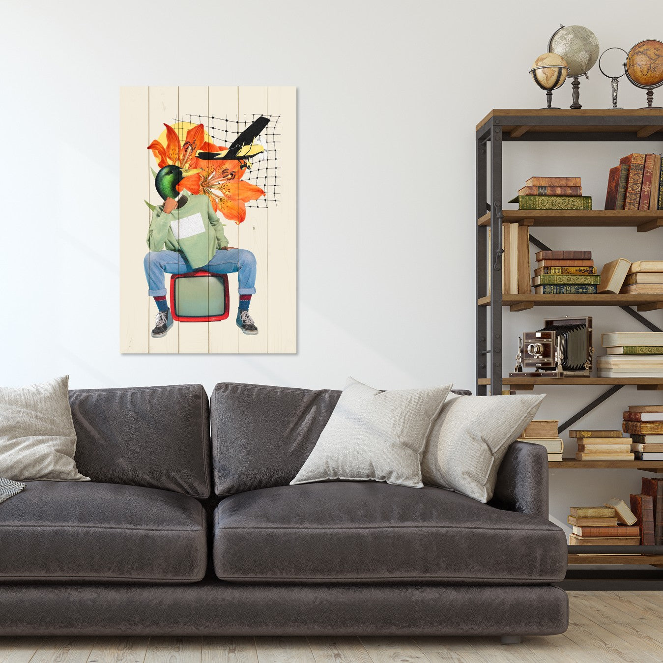 Bild Holz Mann mit Entenkopf-50x70 cm
