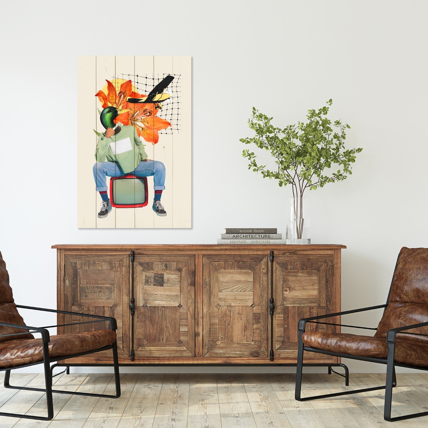 Obraz Wood Man with a Duck's Head-70x90 cm