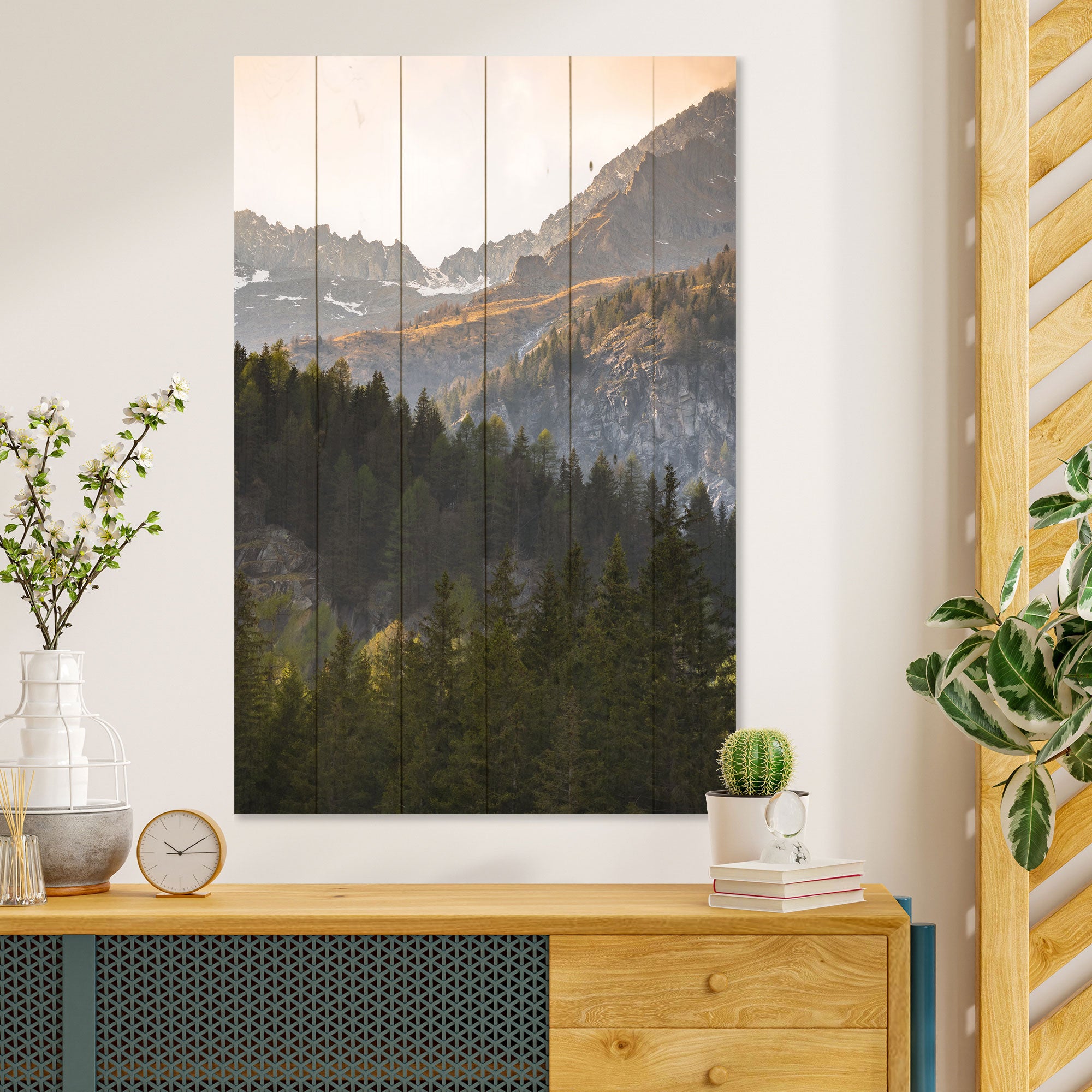Obraz Wood Stromy v horách-40x60 cm