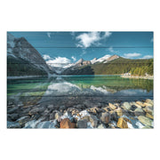 Obraz Wood Turquoise Lake and Mountains