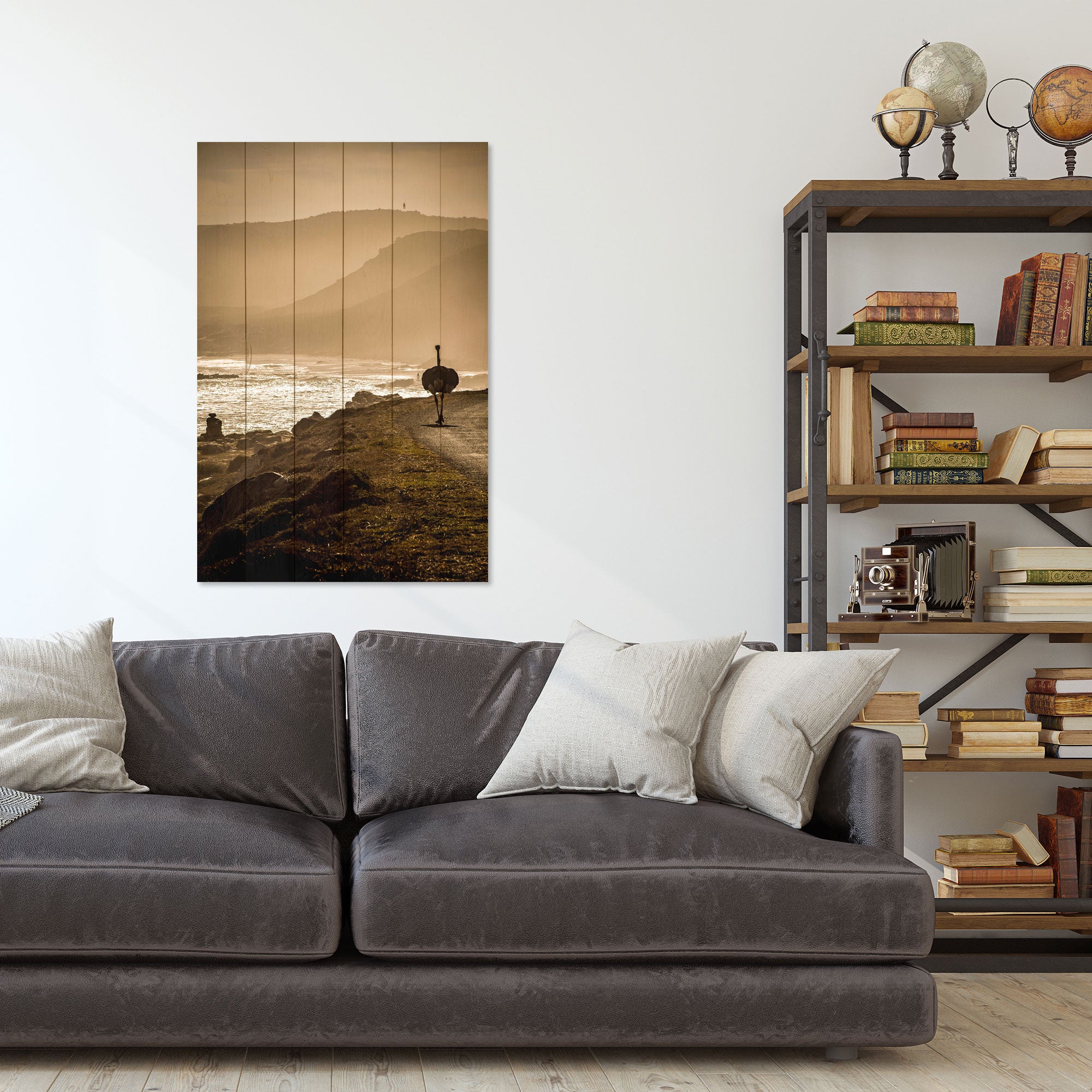Obraz Wood Pštros na Pobreží-20x30 cm