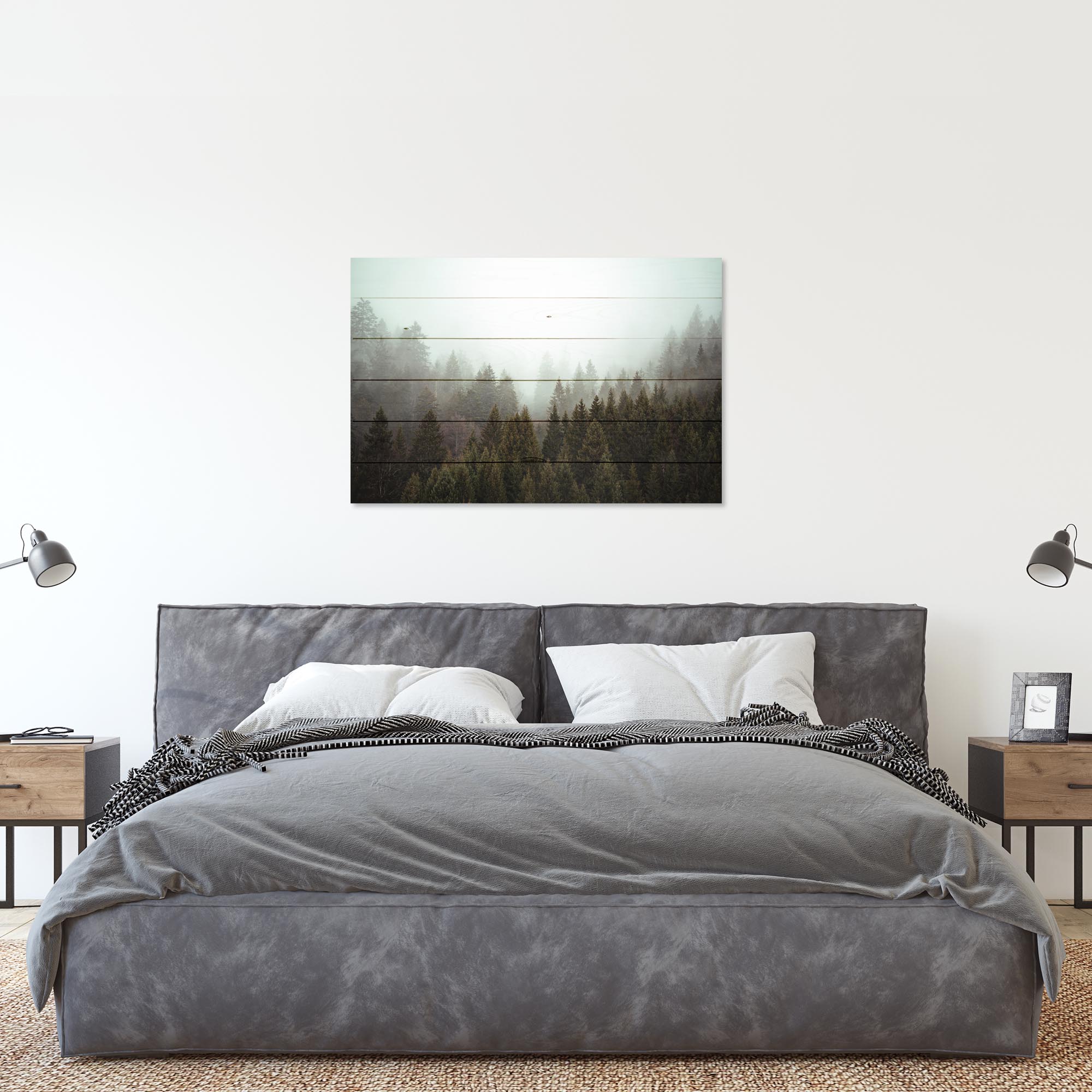 Bild Wood Nebliger Nadelwald-40x60 cm