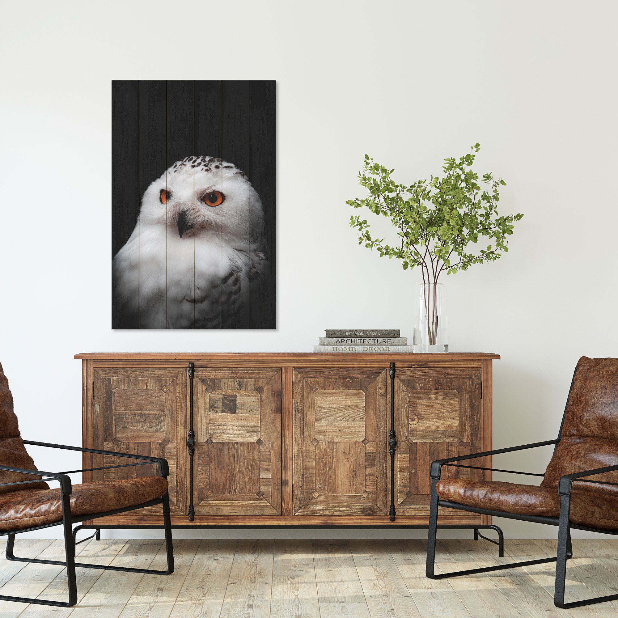 Wood Picture Owl Portrait-30x40 cm