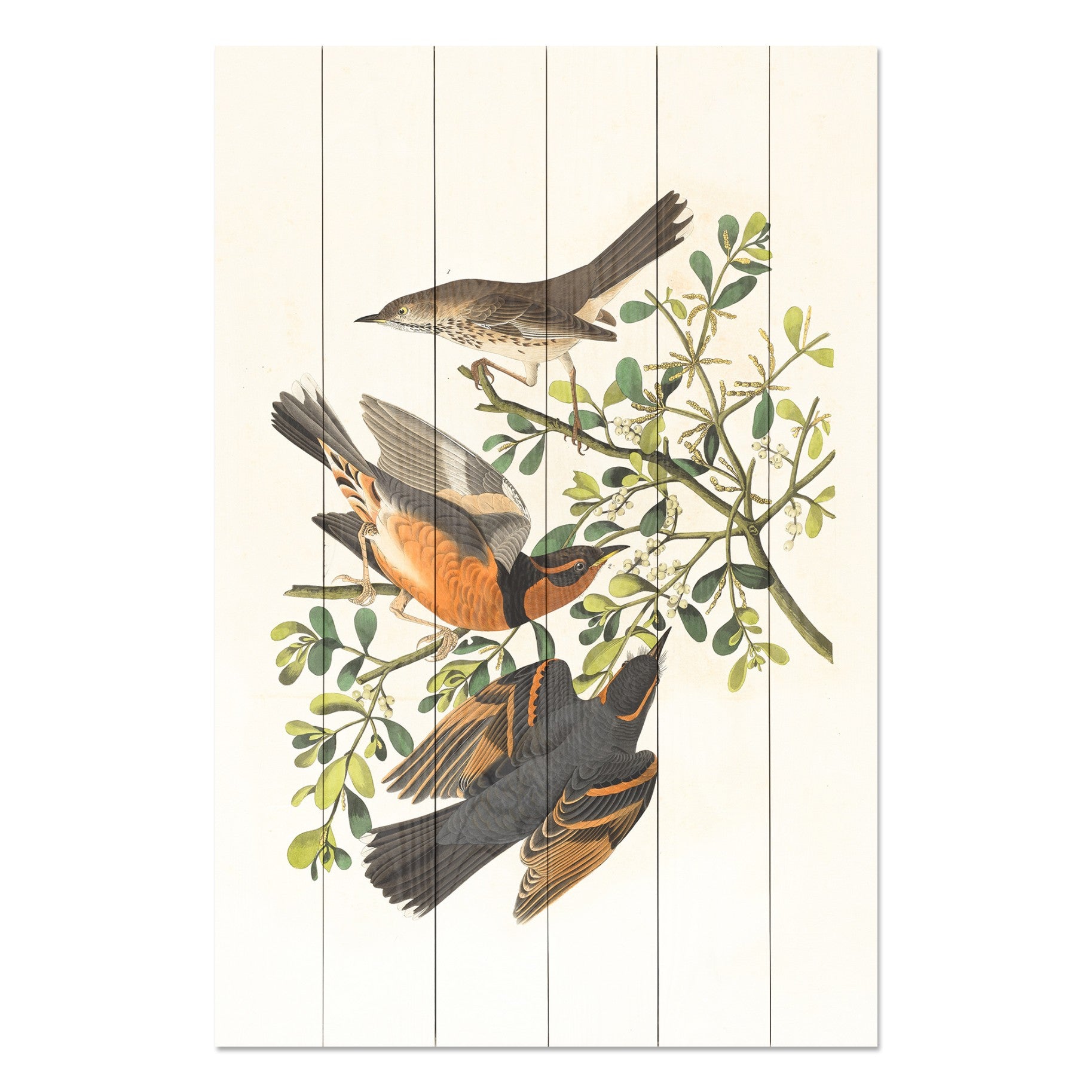 Wood Picture Three Birds on a Branch