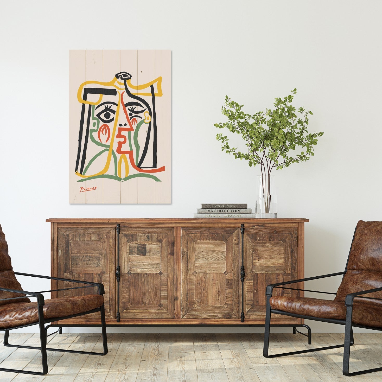 Wood Picture Picasso Abstract 3-50x70 cm