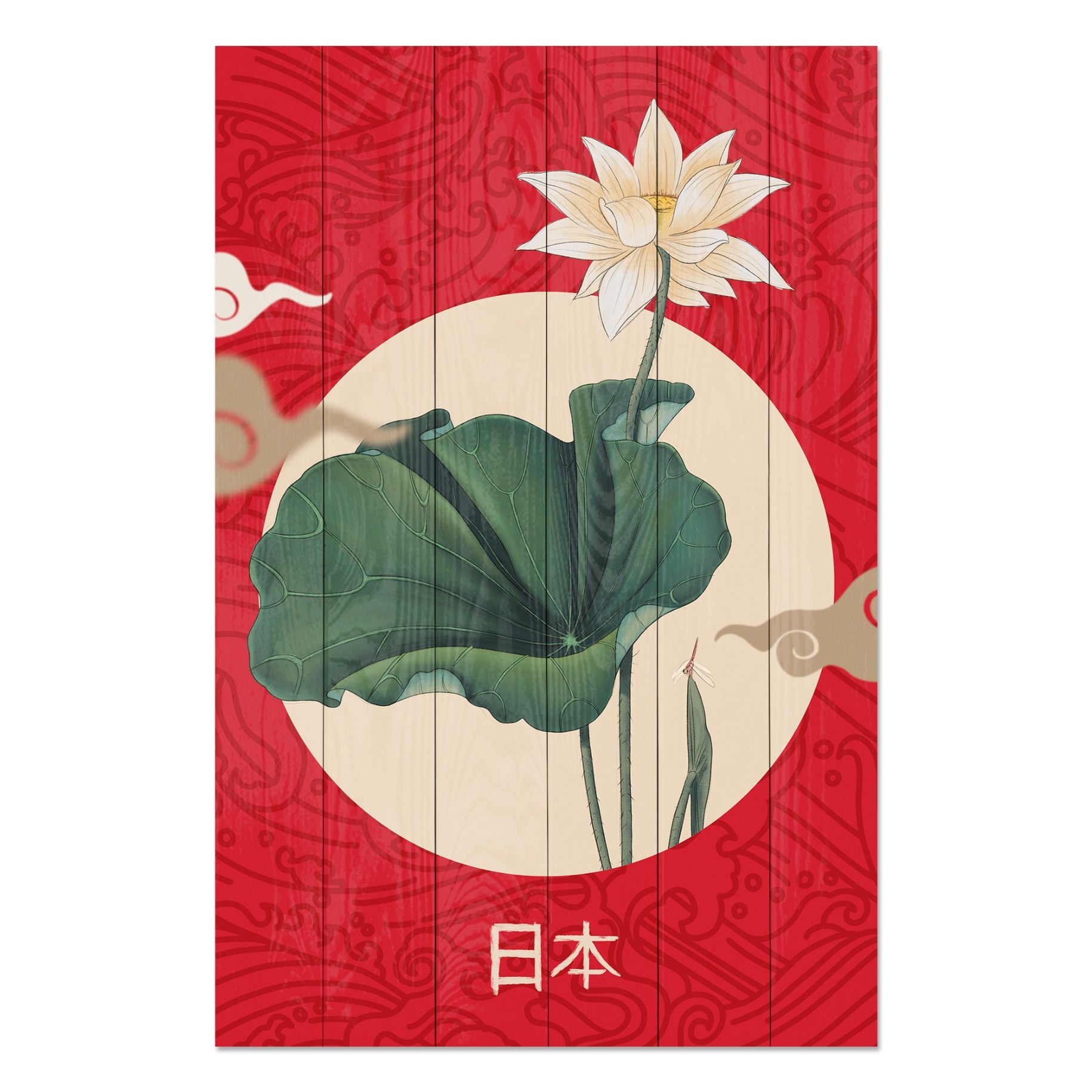 Obraz Wood Japanese Collage Red-50x70 cm