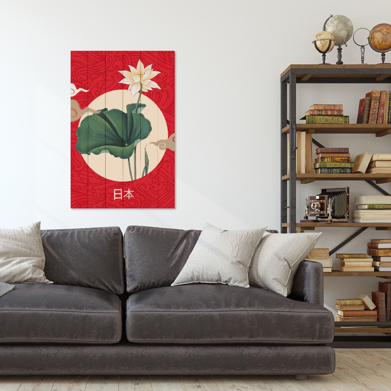 Obraz Wood Japanese Collage Red-50x70 cm