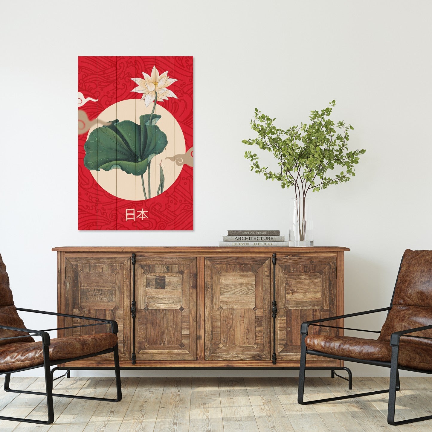 Obraz Wood Japanese Collage Red-20x30 cm