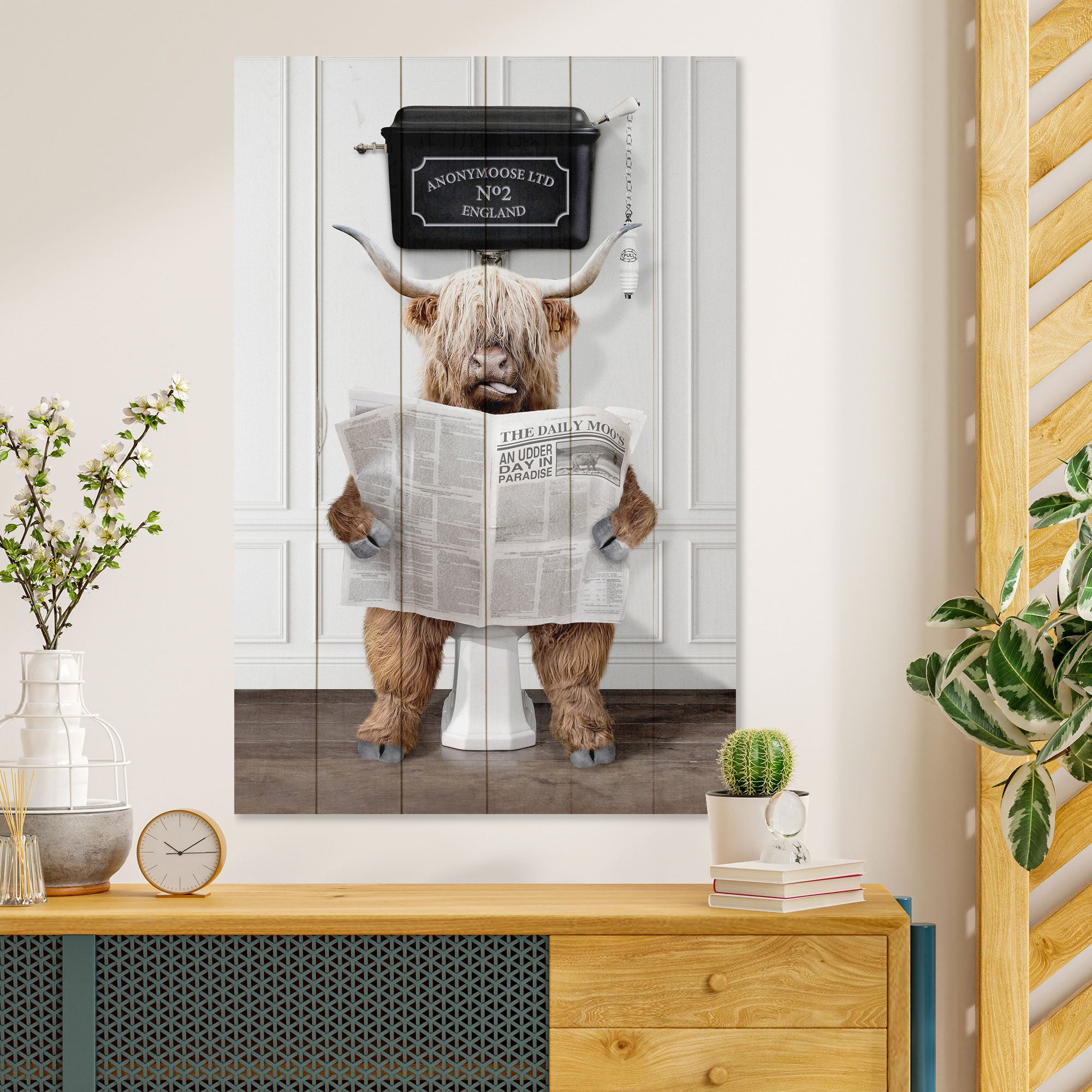 Obraz Wood Veselé Zvíře s Novinami-40x60 cm