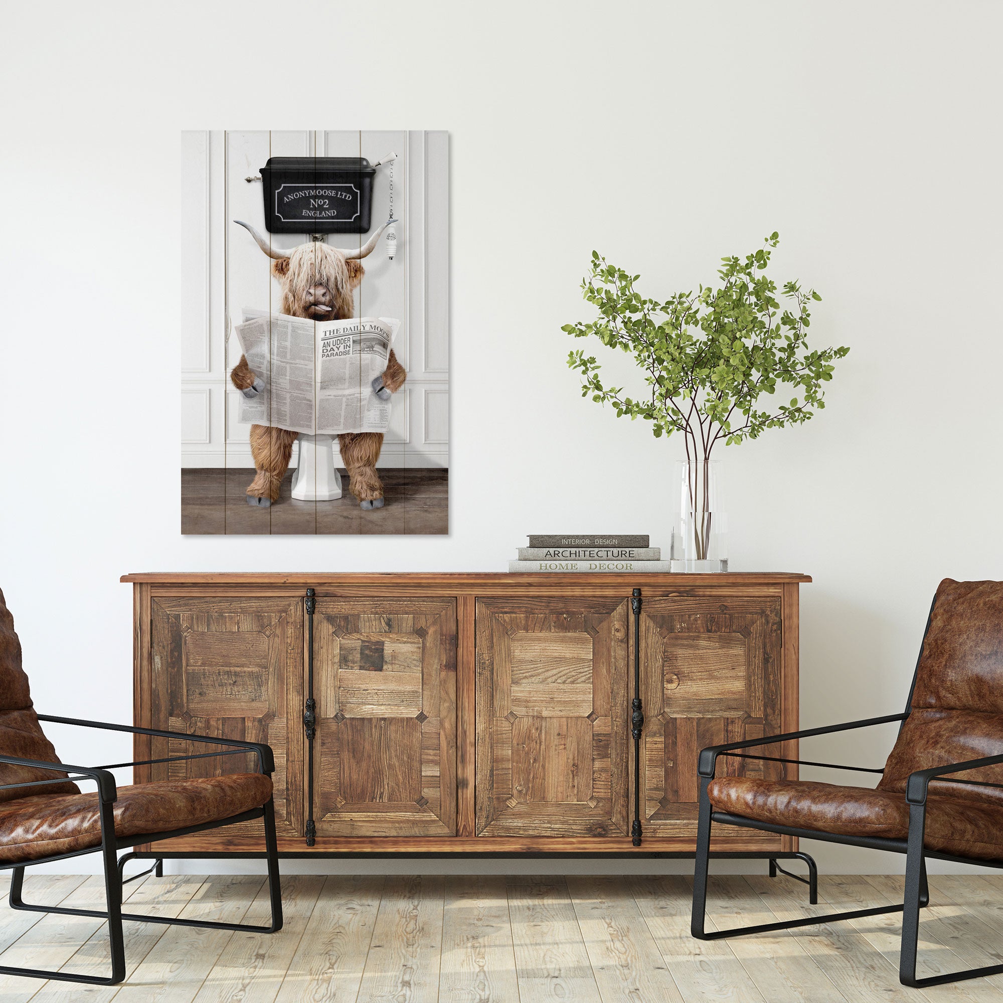 Obraz Wood Veselé Zvíře s Novinami-40x60 cm