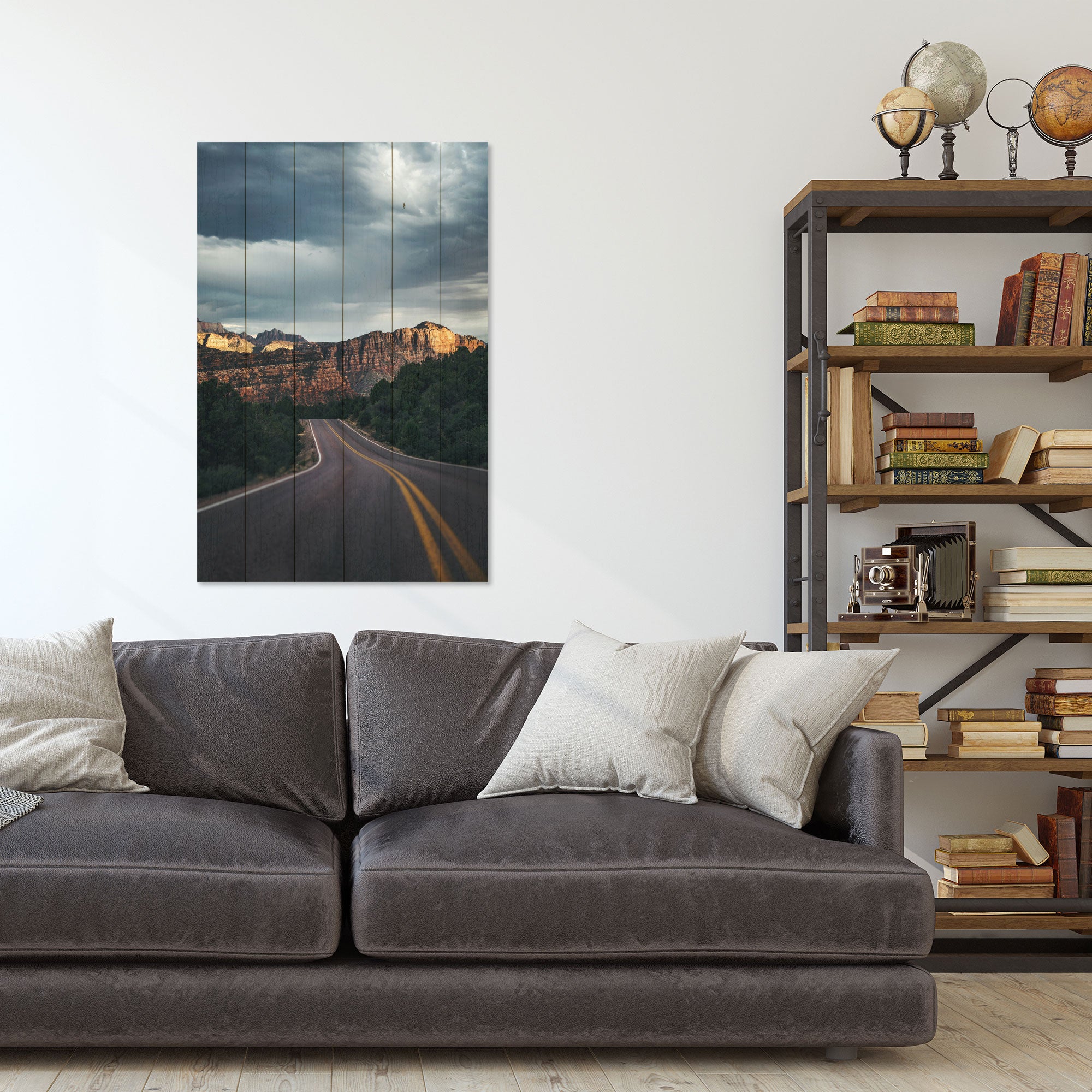 Wood Scenic Road in the Mountains Painting-30x40 cm